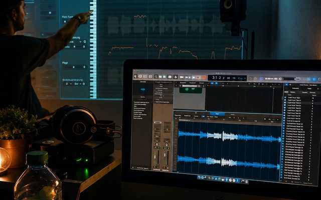 Producer arbeitet in Logic Pro X an einem Song